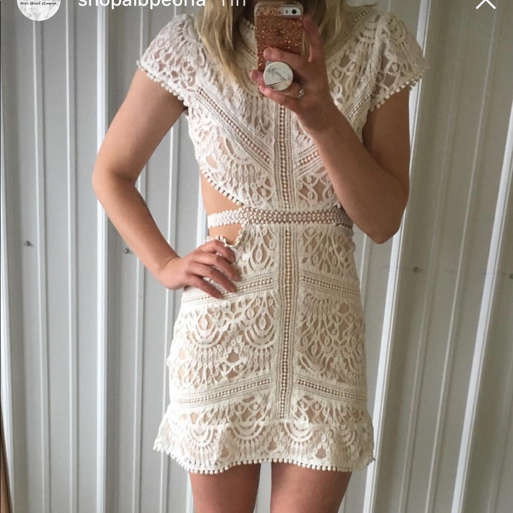 White lace cut out dress